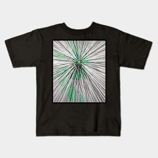 A colorful hyperdrive explosion - black and white with green highlights version Kids T-Shirt